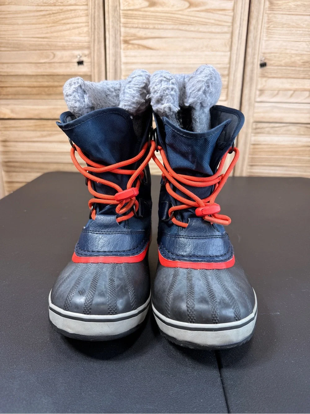 Sorel Yoot Pack Nylon Boots Waterproof Winter Boots in Navy with Red Trim Size 3
